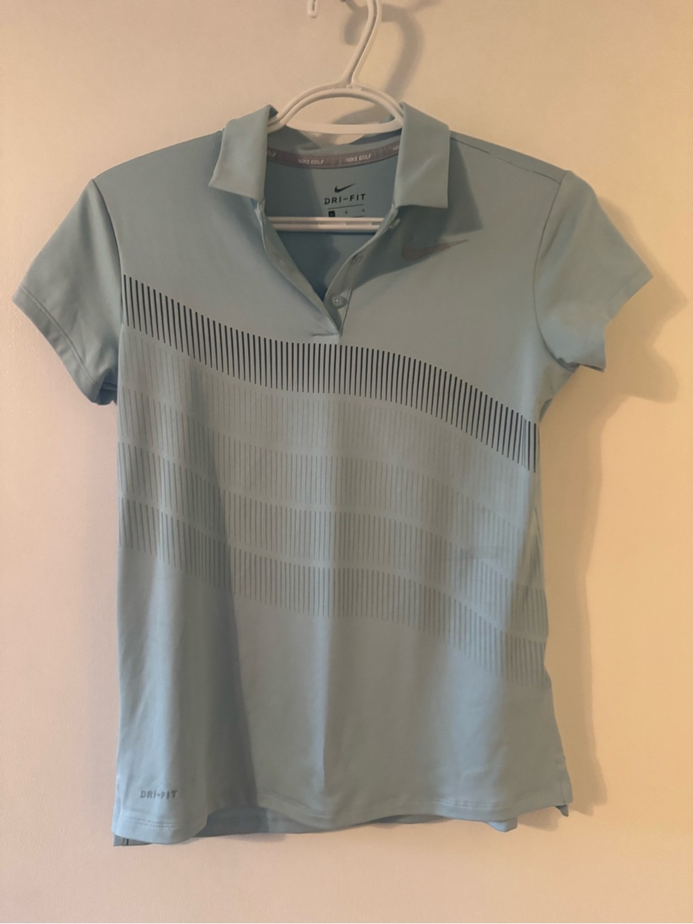 Nike Women’s Light Blue Dri-FIT Polo with Subtle Stripe Detail